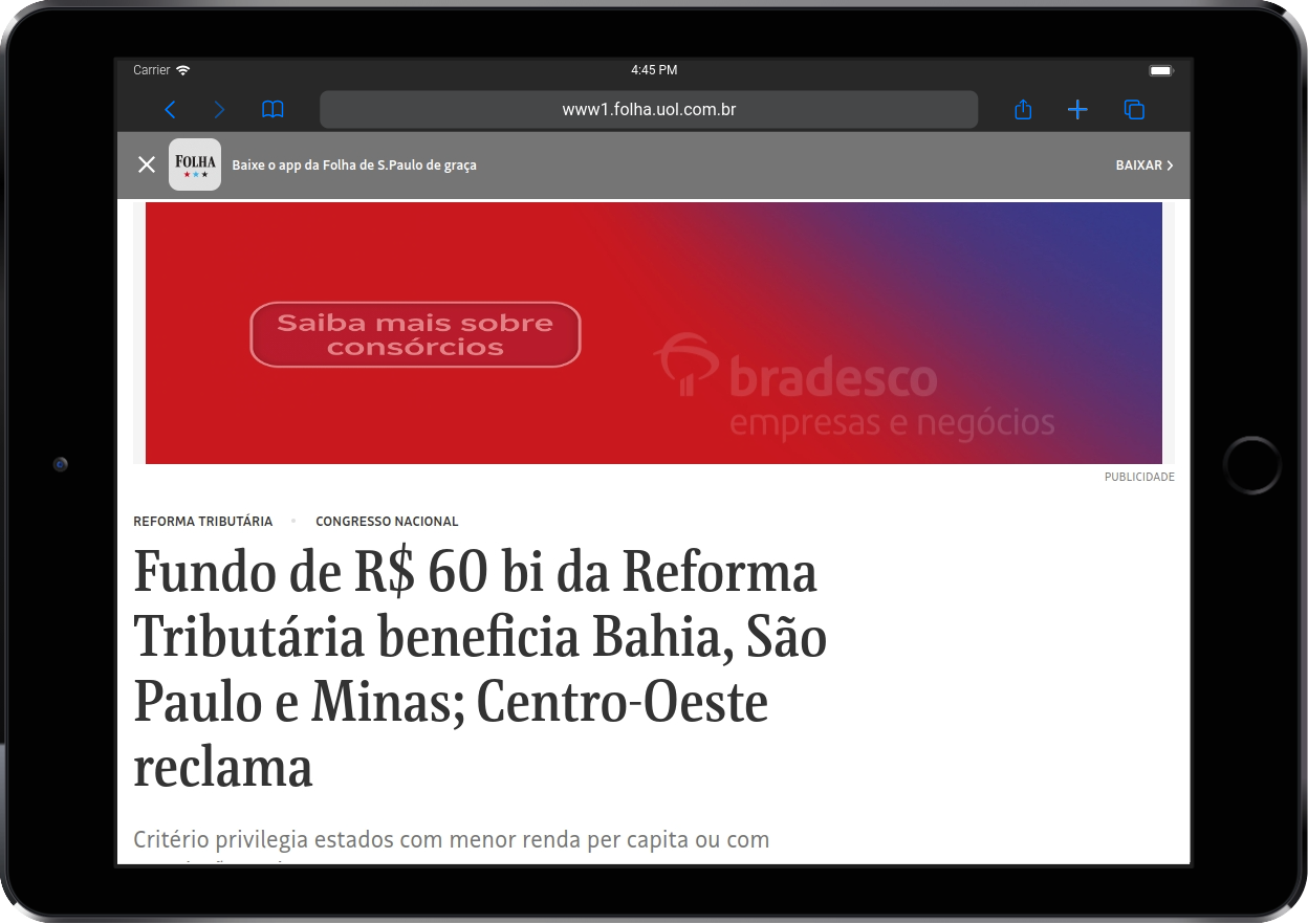 Folha: Fundo de R$ 60 bi da Reforma Tributária beneficia Bahia, São Paulo e Minas; Centro-Oeste reclama 