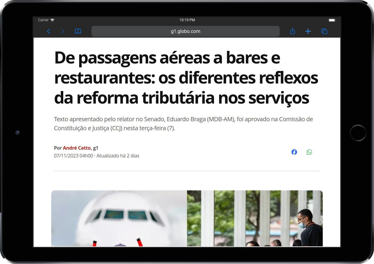 G1: De passagens aéreas a bares e restaurantes: os diferentes reflexos da reforma tributária nos serviços