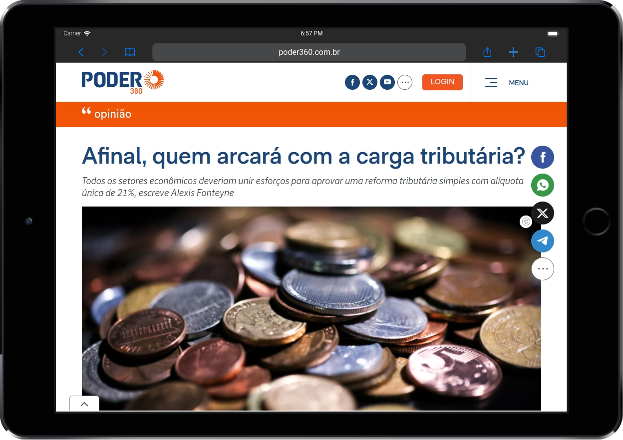 Alexis Fonteyne: Todos os setores econômicos deveriam unir esforços para aprovar uma reforma tributária simples com alíquota única de 21%