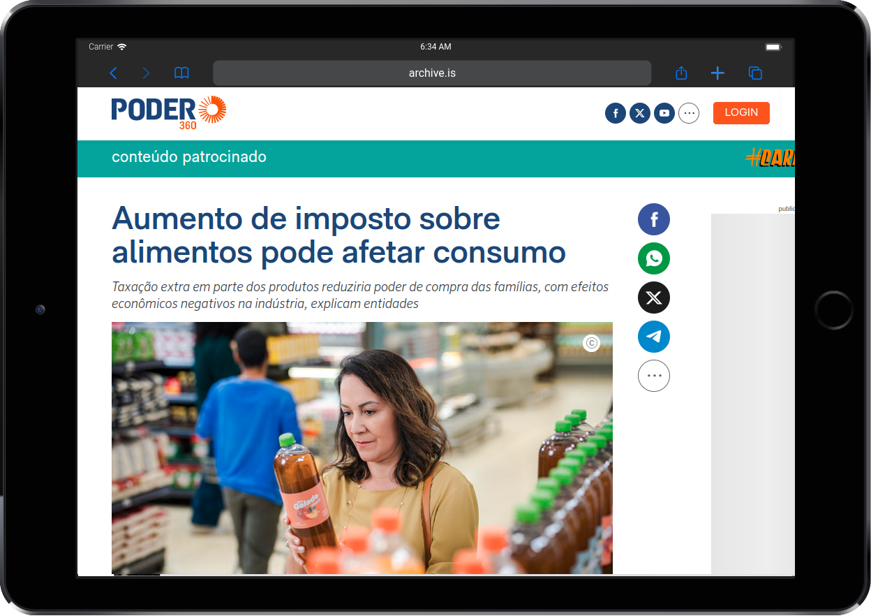 Poder360: Aumento de imposto sobre alimentos pode afetar consumo