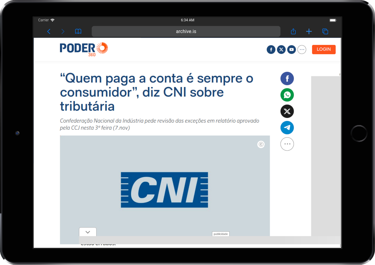 Poder360: “Quem paga a conta é sempre o consumidor”, diz CNI sobre tributária